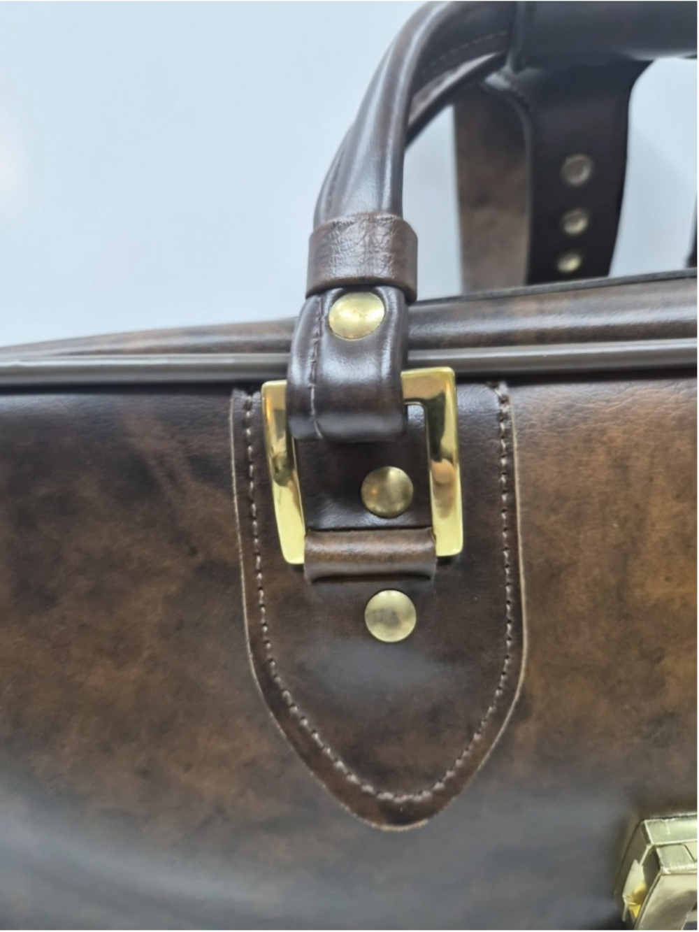 Vintage Invicta Leather Carry On Luggage Bag Brown Weekender Travel Suitcase - Picture 11 of 16